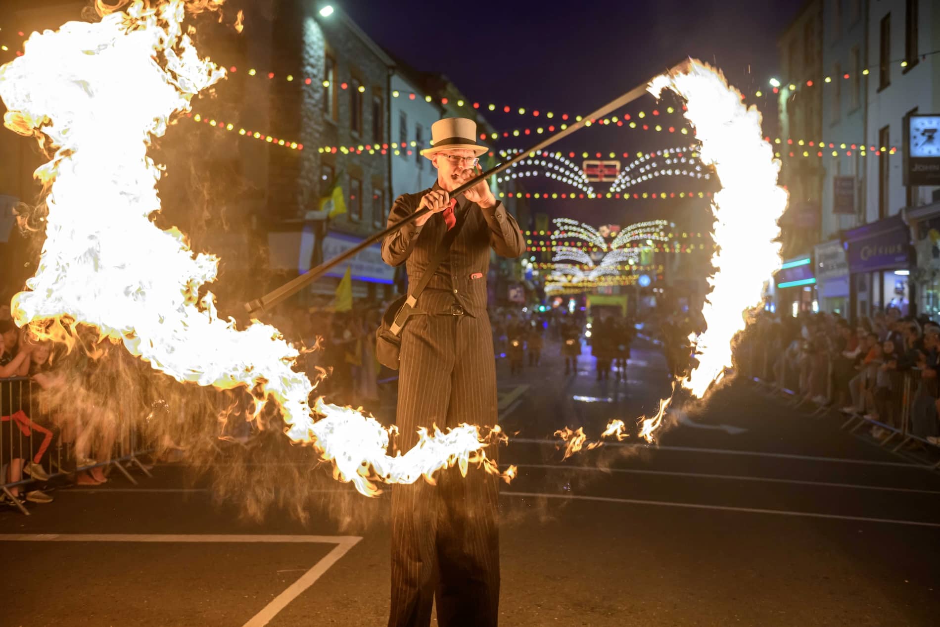 Fire performer at the Rose of Tralee International Festival in County Kerry, Ireland.
