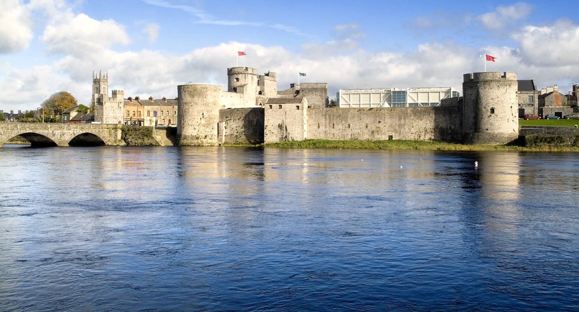 King John’s Castle beside the River Shannon in Limerick city on a bright day.