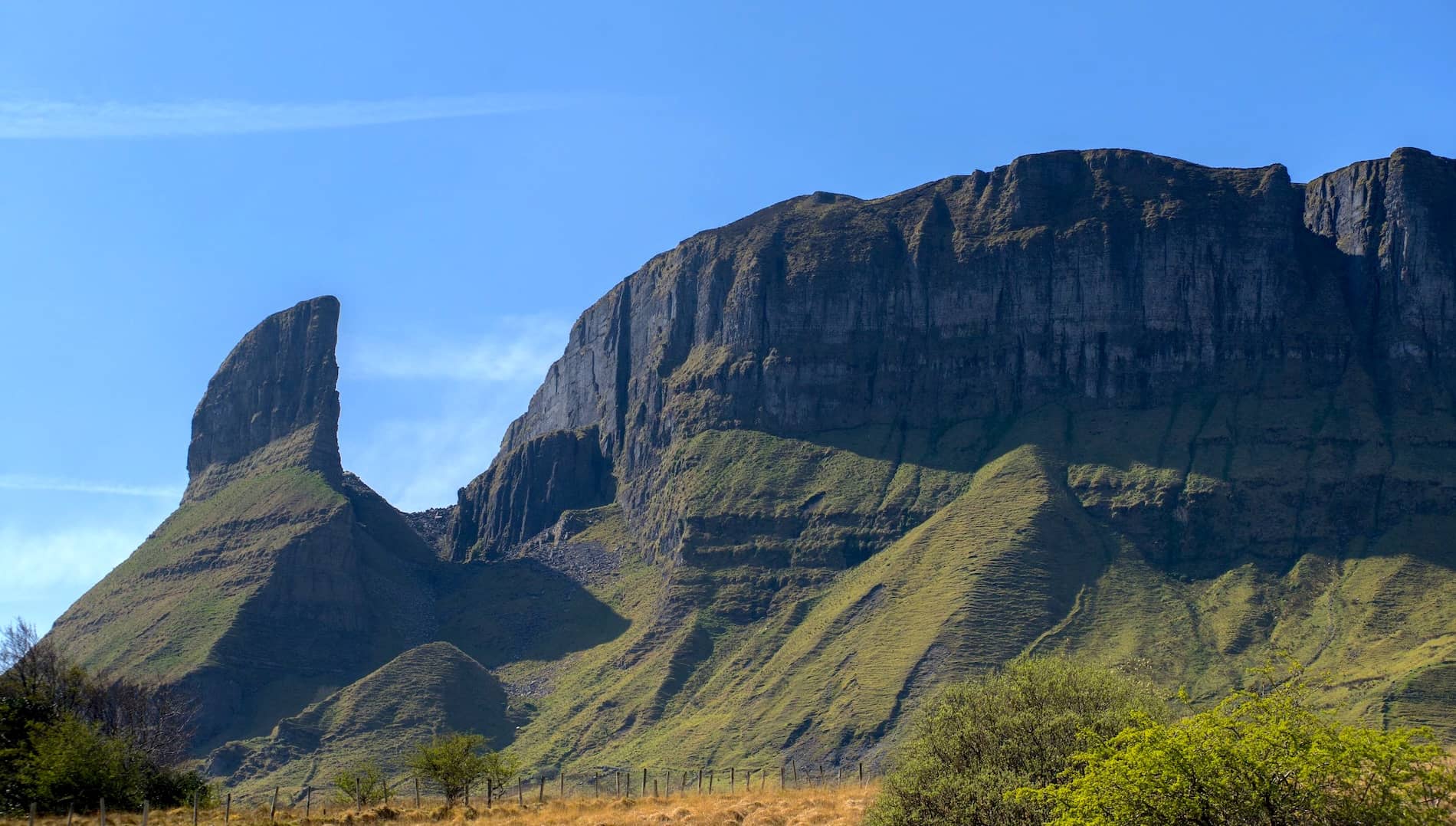 Hag’s Leap rock formation rising above the Dartry Mountains in County Leitrim.