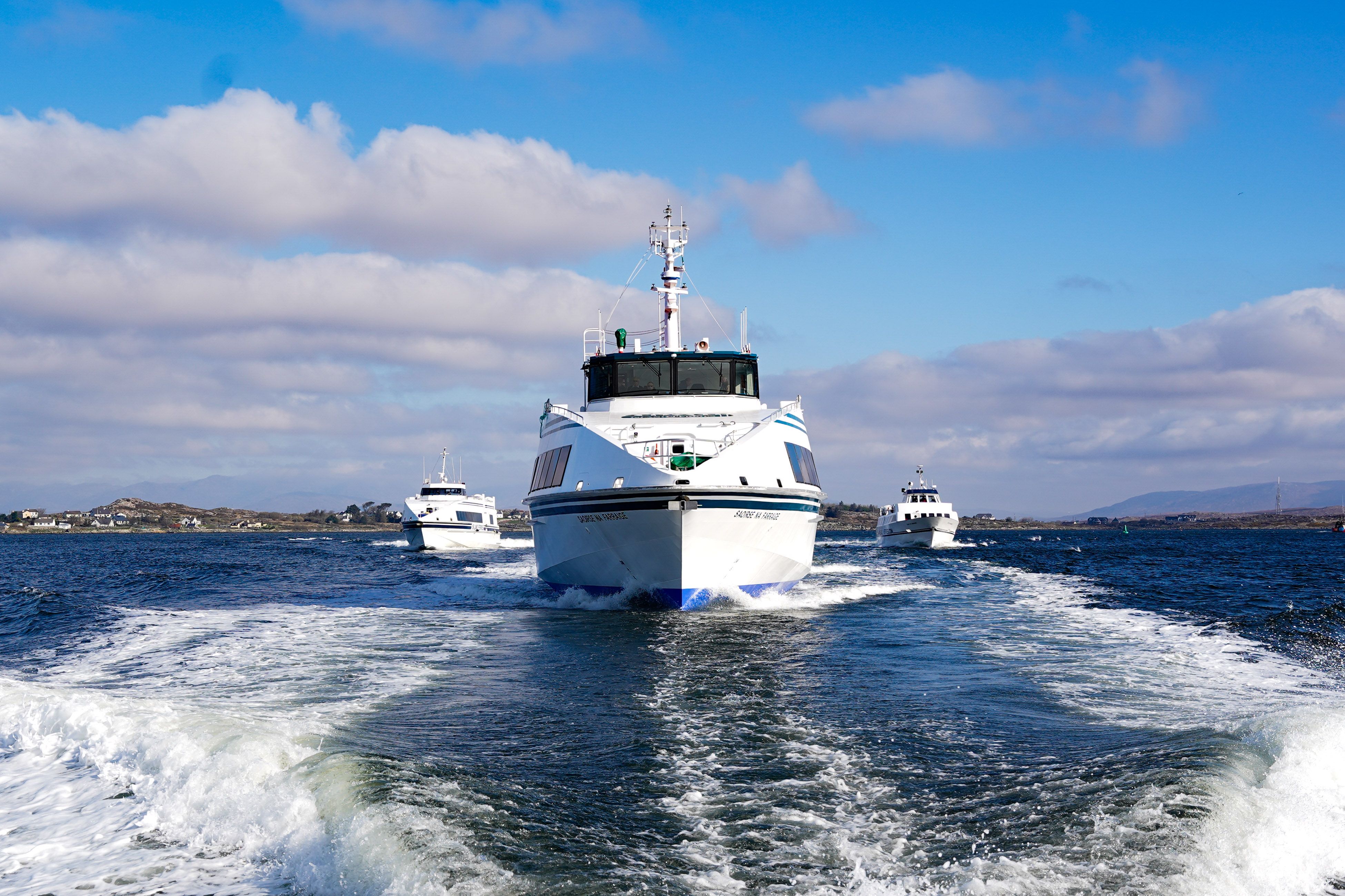 A ferry on the water