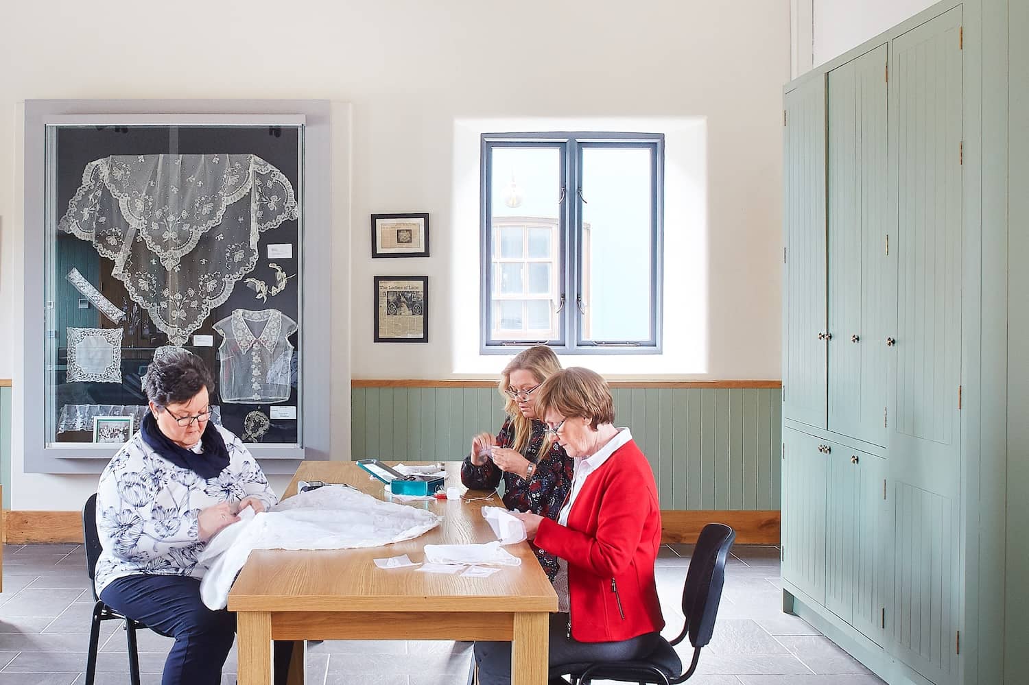 Lacemakers creating traditional Carrickmacross lace at a workshop in County Monaghan.