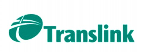 Het Translink-logo met een gestileerd hemelsblauw transportsymbool en tekst op een witte achtergrond.