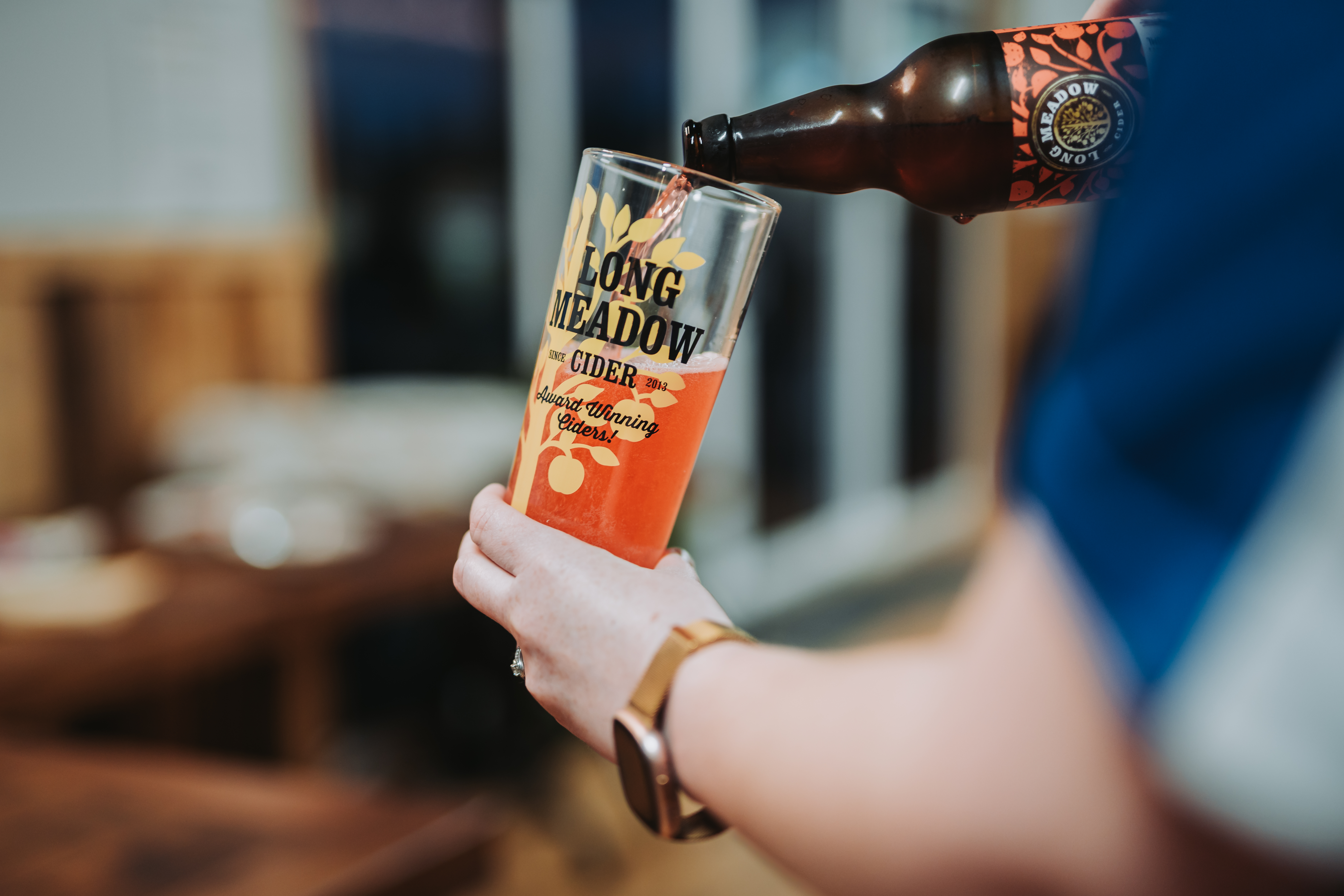 Long Meadow cider poured into a glass during the Food and Cider Weekend in County Armagh.