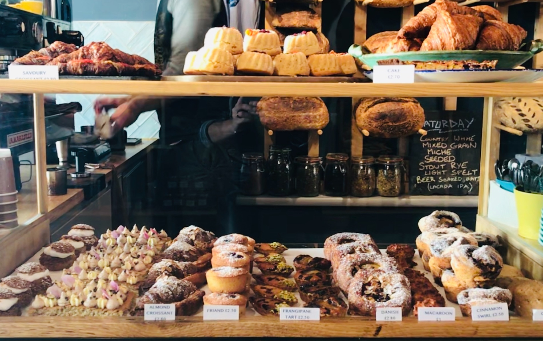 Fresh pastries and breads displayed at Ursa Minor Bakehouse, County Antrim.