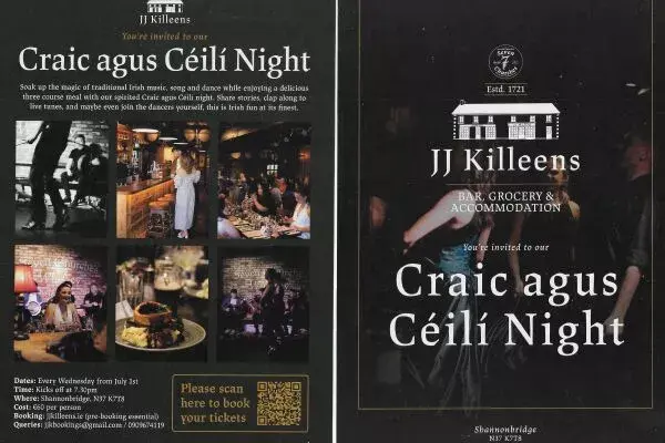 Craic agus Ceile Night at JJKilleens