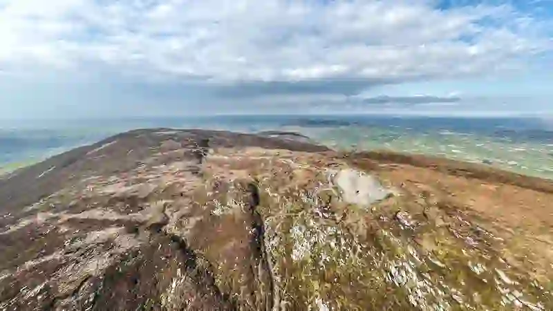 Aerial view of Slieve Gullion and surrounding countryside in County Armagh.