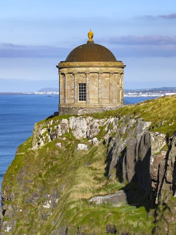 Mussenden Temple on coastal cliffs overlooking the Atlantic Ocean, County Londonderry.