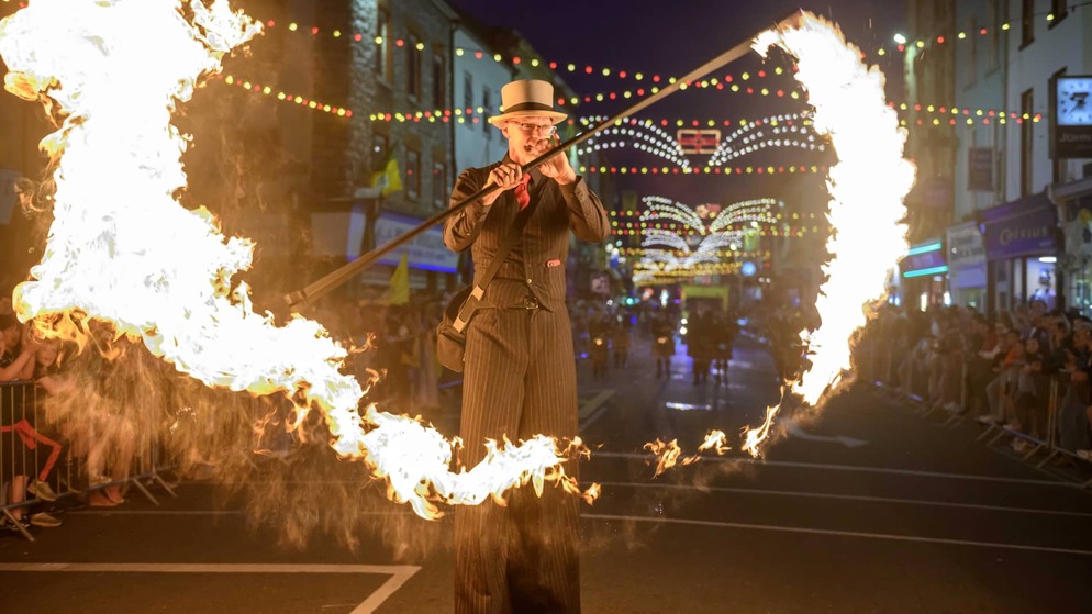 Fire performer at the Rose of Tralee International Festival in County Kerry, Ireland.