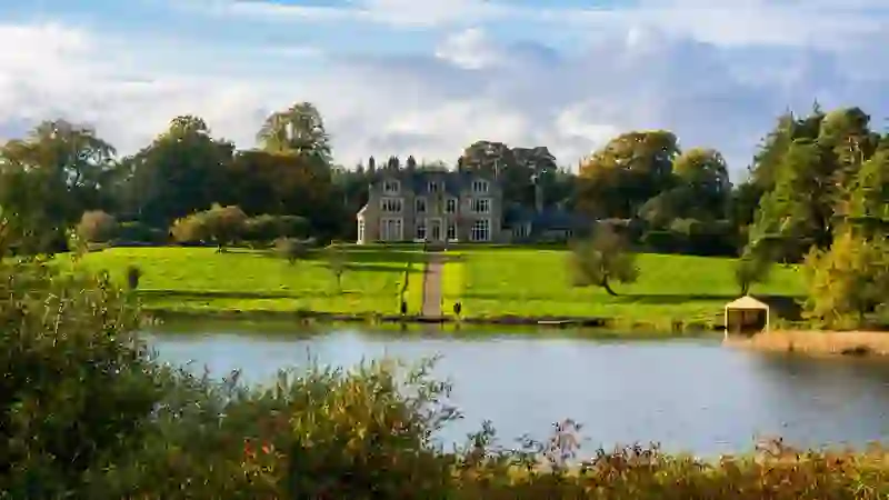 Blessingbourne Estate overlooking its lake and landscaped gardens in County Tyrone.