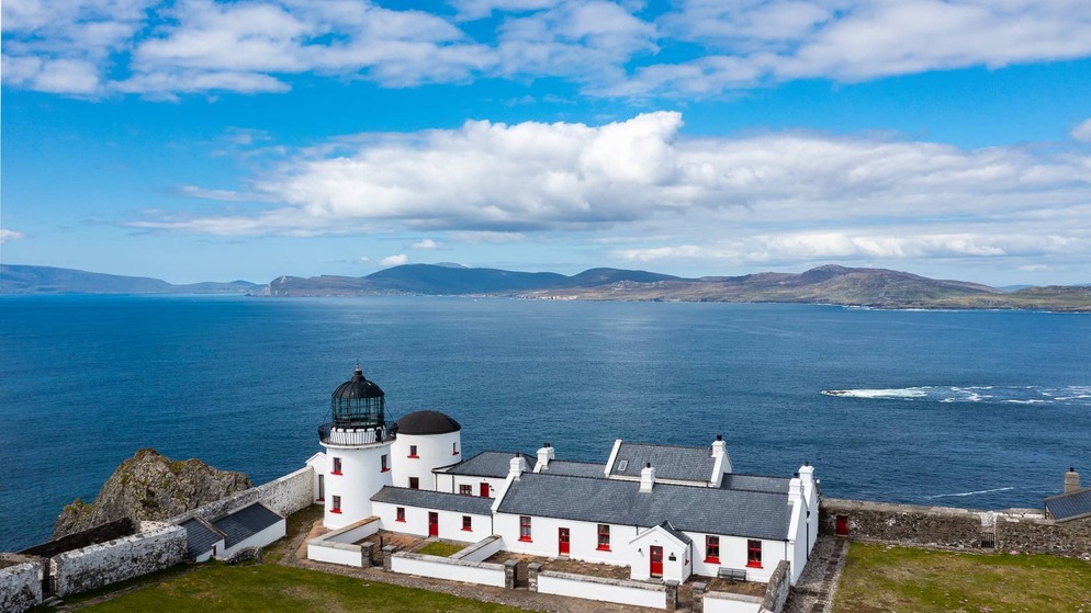 Aerial view of Parknasilla Resort surrounded by woodland and mountains in County Kerry.
