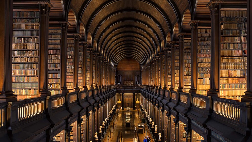 Couple visiting the Long Room at Trinity College  Co Dublin1900