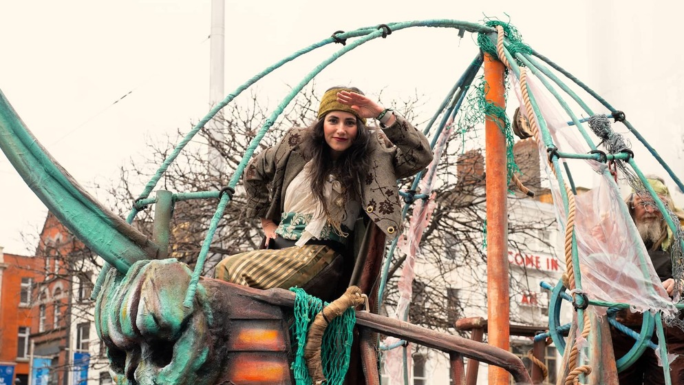 Colourful performers and towering parade figures fill Dublin’s St Patrick’s Day celebrations.