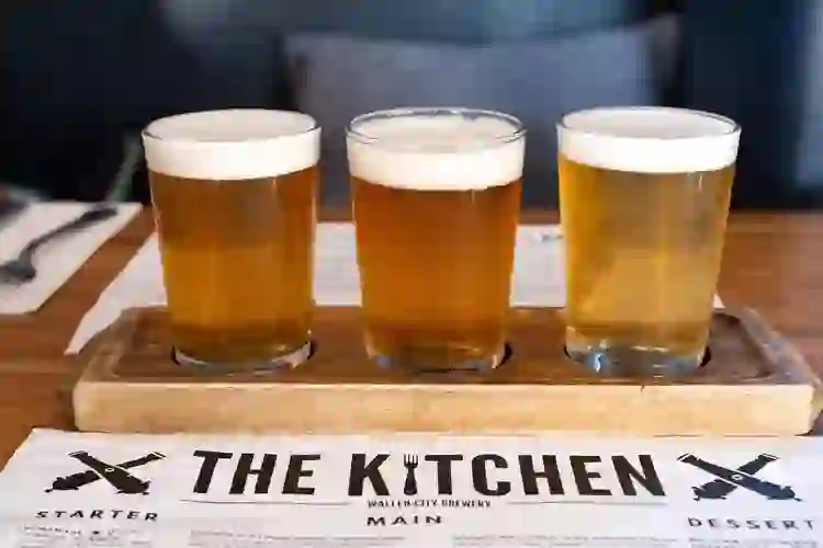 Craft beer tasting flight at Walled City Brewery in Derry-Londonderry.