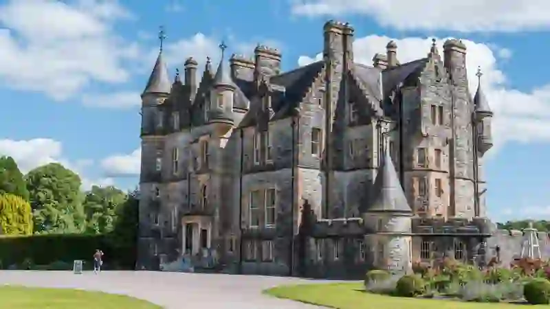 Blarney House, a Scottish baronial mansion, viewed from the lawn on the Blarney Castle estate in County Cork.