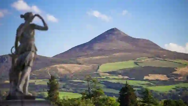Great Sugar Loaf mountain rising beyond Powerscourt Estate in County Wicklow.