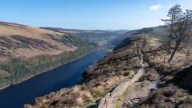 Spinc boardwalk trail above Upper Lake in Wicklow Mountains National Park, County Wicklow.